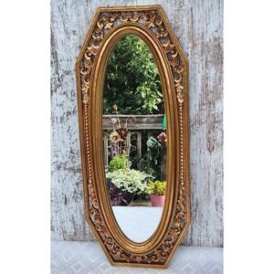 Vtg MCM Hollywood Regency Gold Octagon Wall Mirror Syroco Long Skinny Ornate '64